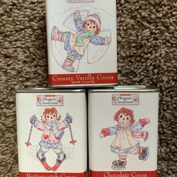 Collectible Mini Tin Raggedy Ann Set of 3 (Empty Cocoa Tins) - Picture 1 of 3